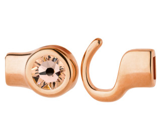 Hakenverschluss rosegold mit Kristallstein Light Peach 7mm (ID 5x2) 24K rosé vergoldet