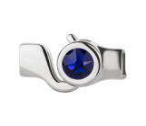 Hook closure silver antique with crystal stone in Cobalt 7mm (ID 5x2) 999° antique silver plated