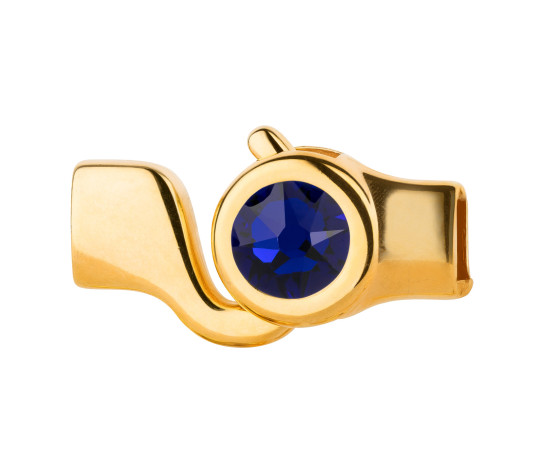 Cierre de gancho dorado con cristal Cobalt 7mm (ID 5x2) 24K chapado en oro