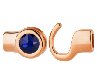 Hook closure rose gold with crystal stone Cobalt 7mm (ID 5x2) 24K rose gold plated