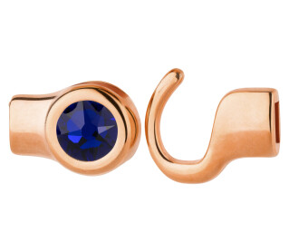 Hakenverschluss rose gold mit Kristallstein Cobalt 7mm (ID 5x2) 24K rose vergoldet