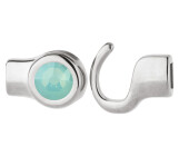 Hook closure silver antique with crystal stone in Pacific Opal 7mm (ID 5x2) 999° antique silver plated