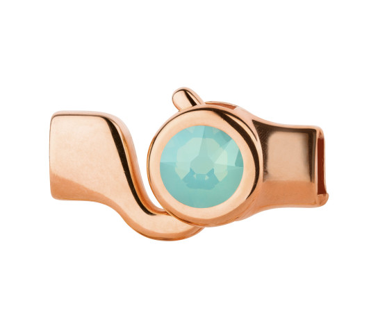 Cierre de gancho oro rosa con cristal Pacific Opal 7mm (ID 5x2) 24K chapado en oro rosa