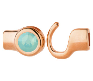 Cierre de gancho oro rosa con cristal Pacific Opal 7mm (ID 5x2) 24K chapado en oro rosa