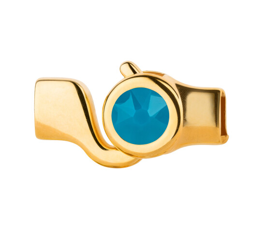 Hakenverschluss gold Kristallstein Caribean Blue Opal 7mm (ID 5x2) 24K vergoldet