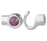 Chiusura a gancio argento antico con pietra cristallo Cyclamen Opal 7mm (ID 5x2) 999° placcato argento