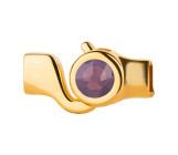 Hakenverschluss gold mit Kristallstein Cyclamen Opal 7mm (ID 5x2) 24K vergoldet