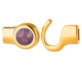 Hakenverschluss gold mit Kristallstein Cyclamen Opal 7mm (ID 5x2) 24K vergoldet