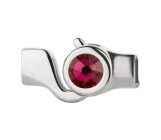 Hook closure silver antique with crystal stone in Ruby 7mm (ID 5x2) 999° antique silver plated
