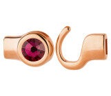 Hook closure rose gold with crystal stone Ruby 7mm (ID 5x2) 24K rose gold plated