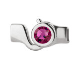 Hook closure silver antique with crystal stone in Fuchsia 7mm (ID 5x2) 999° antique silver plated