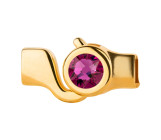 Hakenverschluss gold mit Kristallstein Fuchsia 7mm (ID 5x2) 24K vergoldet