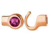 Hakenverschluss rosegold mit Kristallstein Fuchsia 7mm (ID 5x2) 24K rosé vergoldet