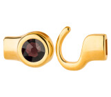 Fermeture à crochet or avec un pierre de cristal Burgundy 7mm (ID 5x2) 24K plaqué or