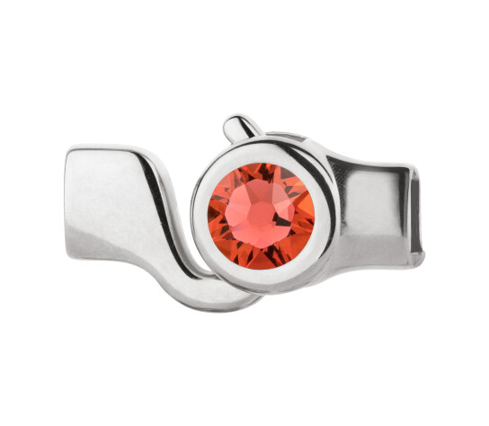 Chiusura a gancio argento antico con cristallo Padparadscha 7mm (ID 5x2) 999° argentato antico