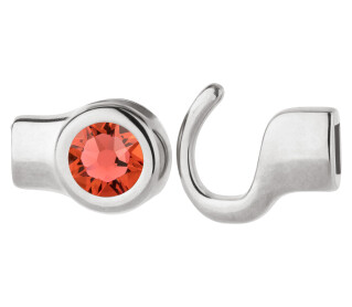 Chiusura a gancio argento antico con cristallo Padparadscha 7mm (ID 5x2) 999° argentato antico
