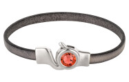 Chiusura a gancio argento antico con cristallo Padparadscha 7mm (ID 5x2) 999° argentato antico