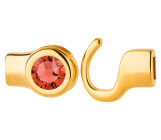 Haaksluiting goud met kristallen steen Padparadscha 7mm (ID 5x2) 24K verguld
