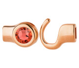 Haaksluiting roségoud met kristallen steen Padparadscha 7mm (ID 5x2) 24K roségoud verguld