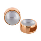 Passante oro rosa 9mm (ID 5x2mm) con Cabochon Crystal Lavender Pearl 7mm 24K placcato oro rosa