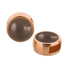 Schuivers roségoud 9mm (ID 5x2mm) met Cabochon in Crystal Deep Brown 7mm 24K roségoud verguld