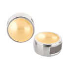 Slider silver antique 9mm (ID 5x2mm) with Cabochon in Crystal Gold Pearl 7mm 999° antique silver plated