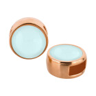 Slider rose gold 9mm (ID 5x2mm) with Cabochon in Crystal Powder Blue 7mm 24K rose gold plated