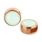 Curseur or rose 9mm (ID 5x2mm) avec Cabochon Crystal Powder Green 7mm 24K plaqué or rose