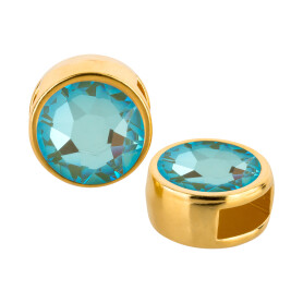 Slider gold 9mm (ID 5x2mm) with crystal stone in Crystal Silky Sage DeLite 7mm 24K gold plated