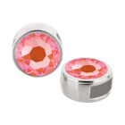 Passante argento antico 9mm (ID 5x2mm) con pietra cristallo Crystal Orange Glow DeLite 7mm 999° argentado