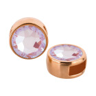 Schiebeperle rose gold 9mm (ID 5x2mm) mit Kristallstein in Crystal Lavender DeLite 7mm 24K rose vergoldet
