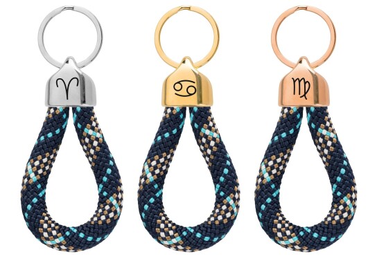 Create your key chain from 10mm sail rope with double end cap and engraving motif Zodiac Sign