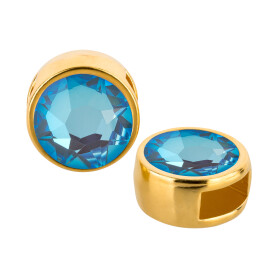 Slider gold 9mm (ID 5x2mm) with crystal stone in Crystal Ocean DeLite 7mm 24K gold plated