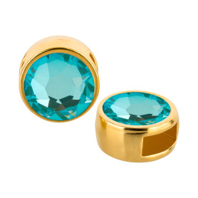 Slider gold 9mm (ID 5x2mm) with crystal stone in Crystal Laguna DeLite 7mm 24K gold plated