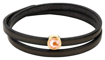 Passante oro 9mm (ID 5x2mm) con pietra cristallo Crystal Peach DeLite 7mm 24K placcato oro