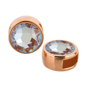 Slider rose gold 9mm (ID 5x2mm) with crystal stone in Crystal Cappuchino DeLite 7mm 24K rose gold plated