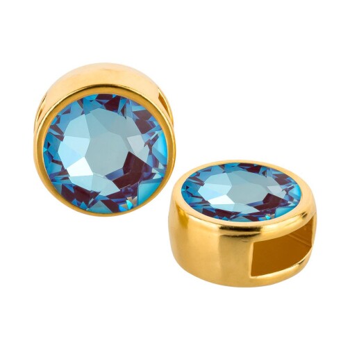 Slider gold 9mm (ID 5x2mm) with crystal stone in Crystal Burgundy DeLite 7mm 24K gold plated