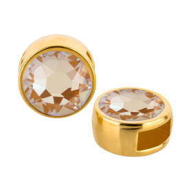 Slider gold 9mm (ID 5x2mm) with crystal stone in Crystal Ochre DeLite 7mm 24K gold plated