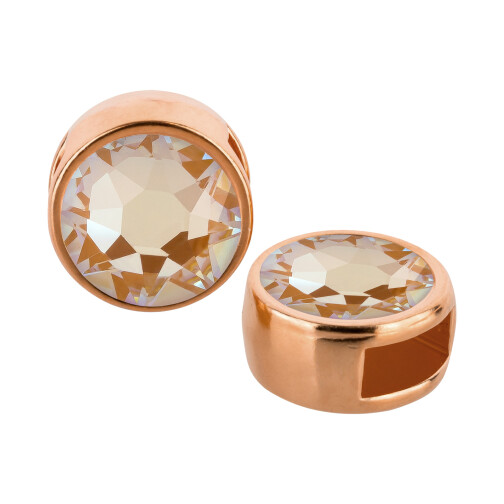 Slider or rose 9mm (ID 5x2mm) avec cristal en Crystal Ochre DeLite 7mm plaqué or rose 24K