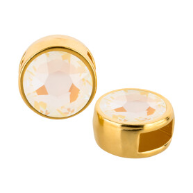 Slider gold 9mm (ID 5x2mm) with crystal stone in Crystal Light Grey DeLite 7mm 24K gold plated