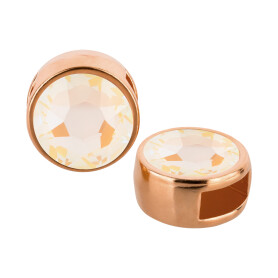Slider rose gold 9mm (ID 5x2mm) with crystal stone in Crystal Light Grey DeLite 7mm 24K rose gold plated