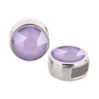 Slider silver antique 9mm (ID 5x2mm) with crystal stone in Crystal Lilac 7mm 999° antique silver plated