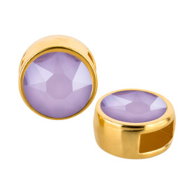 Slider gold 9mm (ID 5x2mm) with crystal stone in Crystal Lilac 7mm 24K gold plated