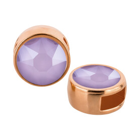 Slider rose gold 9mm (ID 5x2mm) with crystal stone in Crystal Lilac 7mm 24K rose gold plated