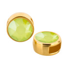 Slider gold 9mm (ID 5x2mm) with crystal stone in Crystal Lime 7mm 24K gold plated
