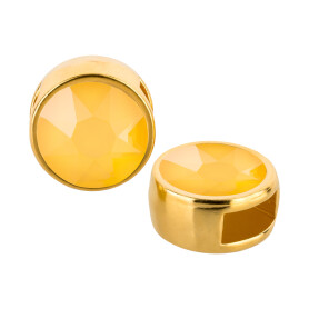 Slider gold 9mm (ID 5x2mm) with crystal stone in Crystal Buttercup 7mm 24K gold plated