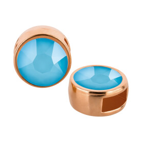 Slider rose gold 9mm (ID 5x2mm) with crystal stone in Crystal Summer Blue 7mm 24K rose gold plated