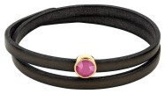 Slider goud 9mm (ID 5x2mm) met kristal in Crystal Peony Pink 7mm 24K verguld