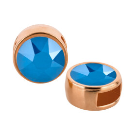 Slider rose gold 9mm (ID 5x2mm) with crystal stone in Crystal Royal Blue 7mm 24K rose gold plated