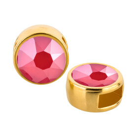 Slider gold 9mm (ID 5x2mm) with crystal stone in Crystal Royal Red 7mm 24K gold plated